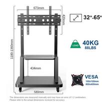 Mobile TV Cart, Rolling TV Stand for 32-65inch TVs with Lockable Wheel,Height Adjustable TV Stand with Wheels Max VESA 600x400mm pilka spalva