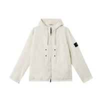 Stone Island Solid Color Zip-Up Hooded Long Sleeve Jacket Men jackets Ivory K1S1541000-91S0010-V0093 M white