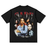 Fashion Black Graphic Print T-shirt Sade Kiss of Life Retro Style Graphic Novelty Men's and Women's Retro Top Tees S gray