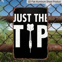 2D Flat, 1pc Just The Tip Dart Aluminum Wall Sign - Vintage Retro Hanging Plaque with Bold White Dart & Black Background - Wall-Mounted Game Room 20*30cm white