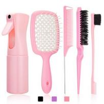 5pcs Hair Tool Set Air Cushion Hollow Comb Scalp Massage Rat Tail Comb Teasing Comb Edge Control Brush Hair Spray Bottle Salon