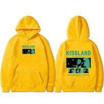 Reperis The Weeknd Kiss Land Albumo Grafinis Džemperis su Gobtuvu Vyrams Moterims Hip Hop Mada Pop Muzika Gatvės Apranga Vyriški Laisvi Džemperiai su Gobtuvais S geltona