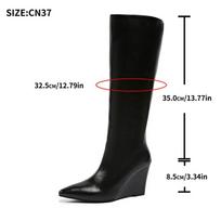 Mada Mada Platforminiai Aukštakulniai Ilgaauliai Batai Moterims Dideli Dydžiai PU Odos Iki Kelių Botas Mujer Seksualūs Panko Stiliaus Juodi Smailianosiai Batai Moterims 35 juoda