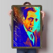 Humphrey Bogart Tinplate Signs Movie Poster Bedroom Decoration Living Room Custom Metal Sign for Wall Art Decoration Wand Deko 20x30cm（7.8x11.8inch） blue