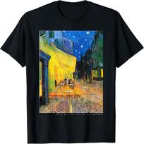 Cafe Terrace at Night, Van Gogh, Art Print Graphic Tee T-Shirt S juoda