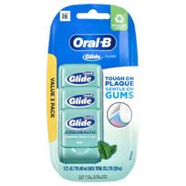 Oral-B, Glide, Pro-Health, Comfort Plus dantų siūlas, Mėtų skonio, 3 pakuotės, 40m (43.7yd) kiekviena blue