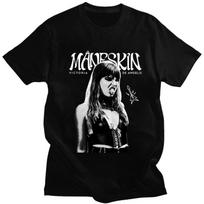 Rock Band Maneskin T Shirt Victoria De Angelis Print Unisex Cotton Cool Harajuku Gothic T Shirts Loose Y2k Casual Street T-shirt S juoda