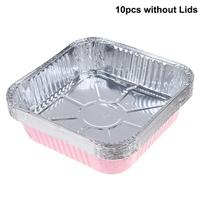 10Set Loaf Pans With Lids And Spoons Non-Stick Square Aluminum Foil Baking Pan Bread Container Heat-Resistant Cake Pans white