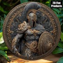 Spartus Legion 8x8 Inch Ancient Greek Heavy Infantry Metal Sign, Round Aluminum Wall Plaque for Home Bar Cafe Office Decor įvairiaspalvis