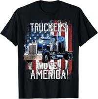 New Limited Trucker American Flag Truck Driver Shirt Truck Driver Gift T-Shirt XL gray