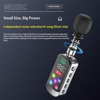 Clip-On Bluetooth Earphone Portable Microphone With Digital Screen Ktv Reverb Voice Changer For Live Recording Interview