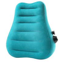 Convenient Inflatable Backrest Pillow Soft PVC Flocking Lumbar Pillow for Car, Plane,Train Use Back Support Relaxation