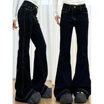 Women's High Waist Flare Jeans Slim Fit Bell Bottom Jeans Stretch Denim Washed Casual Long Pants For Summer Daily Wear XS juoda