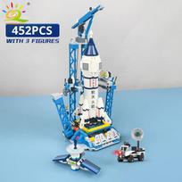 HUIQIBAO Aviacijos kosmodromo modelis Kosminis laivas Raketų paleidimo centro statybiniai kaladėlių rinkiniai MOC Kosminis laivas Vaikams Kaladėlės Žaislas gray
