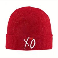 THE WEEKND Music Tour XO Knitted Hat Women's Men's Beanies Autumn Winter Hat Warm Melon Cap red