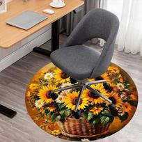 1PC sunflowers basket Office Round Area Rug, Under Office Chairs Bedroom Living Room Home Decor, Carpet for Office -1110101 80cm by 80cm
