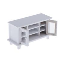 1:12 Miniature Wood TV Cabinet Stand for Dollhouse Living Room Decoration Handmade Small Furniture balta