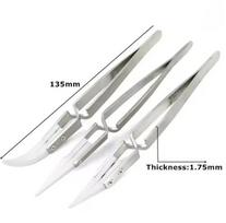 3pcs Ceramic Tip Labor-saving Electronic Soldering Tweezers, Anti-static Reverse Acid Resistant Precision Chuck Tweezers 2025 3pcs white