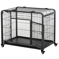 Metal Dog Cage Kennel Locking Door & Wheels Removable Tray Openable Top For Medium Pets 94 x 58 x 69.5 cm 94 x 58 x 69.5 cm