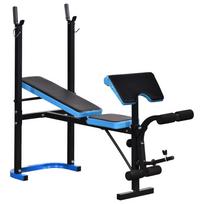 Weight Bench Weight Bench with Barbell Rack and Adjustable Backrest for Home Gym Training Blue 155 x 56.5 x 120 cm