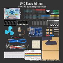 Arduino Uno R3 pradedančiųjų DIY elektronikos rinkinys su jutiklių kūrimo plokšte UNO Basic Edition (CH340)