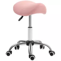 Reguliuojamo aukščio kėdė su ratukais 49–61 cm, 360° besisukanti darbinė kėdė, biuro kėdė biurui, salonui, masažui, SPA, rožinė