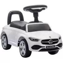 AIYAPLAY Mercedes-Benz C-Class vaikiškas paspiriamas automobilis su garsiniu signalu, variklio garsais, daiktadėže, vaikams nuo 18-36 mėn., baltas