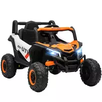 AIYAPLAY 12V elektrinis automobilis vaikams, nuotolinio valdymo funkcija, saugos diržas, signalas, LED žibintai, USB prievadas, vaikams nuo 3-5 metų, oranžinė spalvos