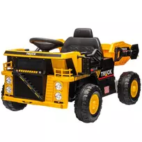 Elektrinis traktoriukas su kastuvu, 12 V su MP3 funkcija, žibintais, 3-6 km/h, 3-5 metų vaikams, geltona