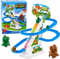 Lean Toys Dinozaurų trasa su judančiais laiptais ir šviesos efektais, 19,5 × 15 × 8,5 cm