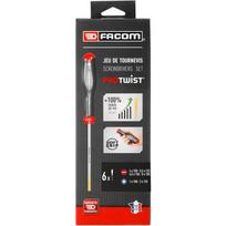 Facom ATD.J6PB atsuktuvų rinkinys 6 vnt., 3.5-6.5mm, PZ1-PZ2, tri-coating, CNC