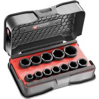 Facom NSS.J12PB trumpų smūginių įvorių rinkinys, 12 vnt., 1/2", 28mm, 0.85kg, chromo molibdeno plienas, mangano fosfatas