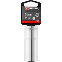 Facom S.24LAPB 1/2" 24mm 12 briaunų ilga kontaktligzda, 77mm, DIN 3124, ISO 1711-1, ISO 2725-1, OGV® profilis, chromuota