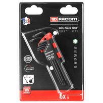 Facom 89SR.JP6PB šešiabriaunių raktų rinkinys, 6 vnt., Torx®, Resistorx®, apsauginiams varžtams, ISO 2936