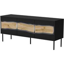 Cama Meble INSERTO 3D televizoriaus spintelė 400201, 143.5x40x61.5cm, juoda, LED, 3 durys, push-to-open