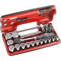 Facom S.360DBOX4PB 1/2" 6 briaunų lizdų rinkinys, 22 vnt., su sukamuoju rankenėle, 8-32mm, 130mm prailginimas