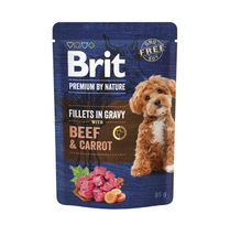 Brit Premium by Nature konservuotas pašaras šunims maiš. Beef&Carrot in Gravy 85g.