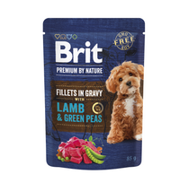 Brit Premium by Nature konservuotas pašaras šunims maiš. Lamb&Green Peas in Gravy 85g.