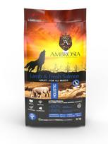 AMBROSIA grain-free Lamb & Fresh Salmon Adult, begrūdis ėrienos ir šviežios lašišos sausas maistas šunims 2kg. - 12kg. 1 kg(sveriamas)