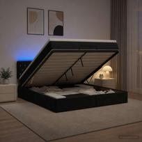 Otmana lova su matracsu ir LED Juoda 160 x 200 cm Aksomas