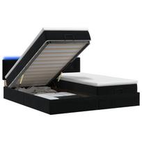 Otmana lova su matracsu ir LED Juoda 160 x 200 cm Aksomas