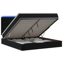 Otmana lova su matracsu ir LED Juoda 160 x 200 cm Aksomas