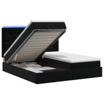 Otmana lova su matracsu ir LED Juoda 160 x 200 cm Aksomas