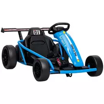 24V Elektrinis kartingas važiavimui ir driftavimui, nailoniniai ratai, saugos diržas, garsinis signalas, muzika, 8-12 metų vaikams, mėlynas