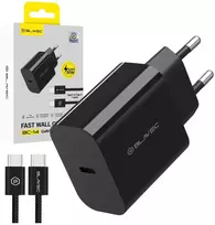 Blavec sieninis įkroviklis BC-14 GaN4 – Type C – PD QC 30W 3A su Type C į Type C laidu (TCBC14G4-CB303A+CC) juodas