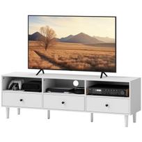 TV stalas, 3 atviros lentynos, 3 stalčiai, 140 cm, balta, 1 vnt