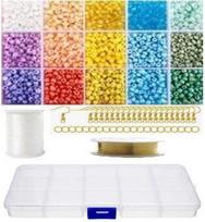 Stiklinių karoliukų rinkinys su dėžute auskarų gamybai RainBow®, pastelinis, 1800 vnt.