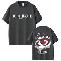Vintage Tops Japanese Anime Death Note LLawliet T Shirts Print Cotton Tee Fashion Hip Hop Short Sleeve Streetwear Unisex S gray