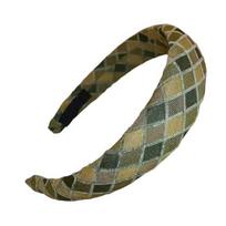 Women Headband Retro Plaid Pattern Thick Sponge Filling Soft Fabric Hair Hoop Fluffy Hairstyle Hair Accessory kava