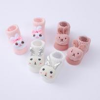 3 Pairs Newborn Baby Socks Cute Cartoon Animal Cotton Floor Socks Infant Thin Socks Breathable Kids Clothes Accessories gray